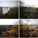 A combination picture shows water flowing (top) and low-water levels after a prolonged drought (bottom) at Victoria Falls, Zimbabwe taken Jan. 17, 2019 and Dec. 4, 2019